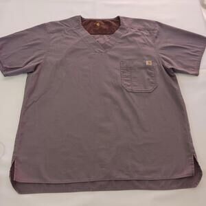 Carhartt C15108 Women's Gray Cotton Blend Scrubs Top Size Large Chest 49"